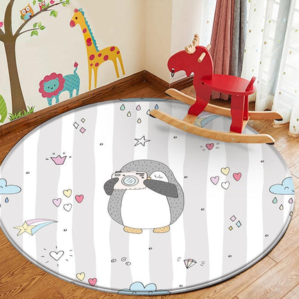 Dětský kulatý koberec s tučňákem