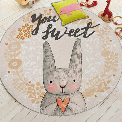 Kulatý koberec s kresleným králíčkem