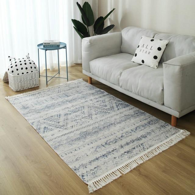 Béžový bohémský koberec s jemným vzorem