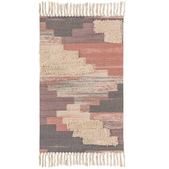 Malý růžový koberec s vysokým vlasem