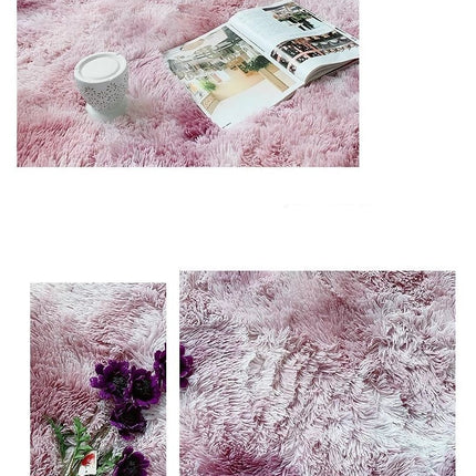 Kulatý růžový plyšový koberec shaggy