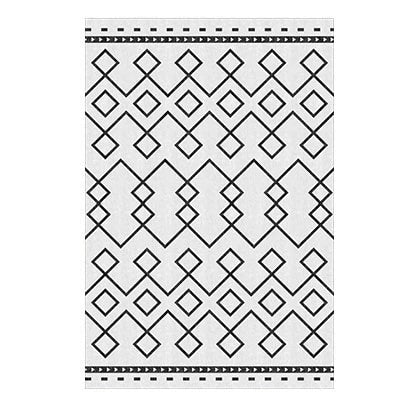 Černobílý skandinávský koberec geometrický vzor