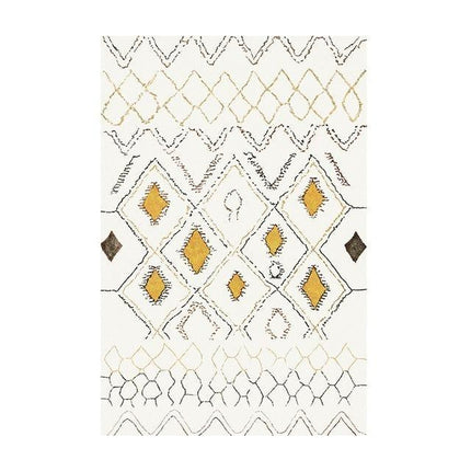 Bílý berberský koberec se žlutými detaily