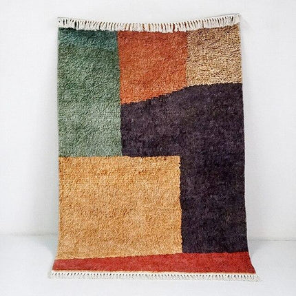 Režný a hnědý koberec shaggy styl