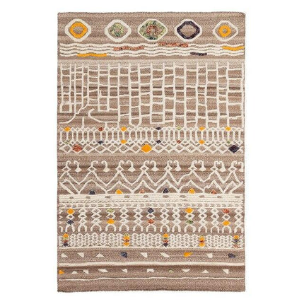 Obdélníkový jutový koberec s etno vzory