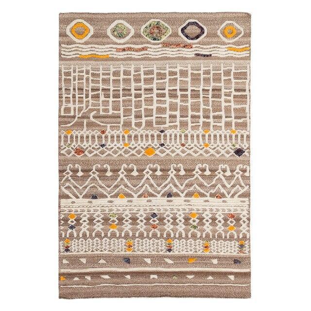 Obdélníkový jutový koberec s etno vzory