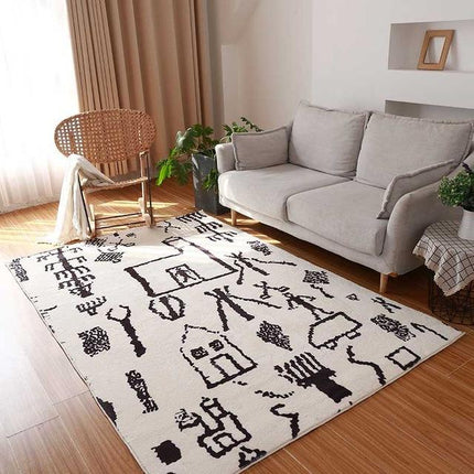 Černobílý marocký koberec v berberském stylu