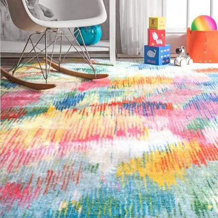 Barevný huňatý koberec v boho stylu