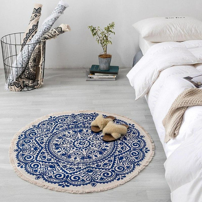 Kulatý koberec ve stylu boho chic