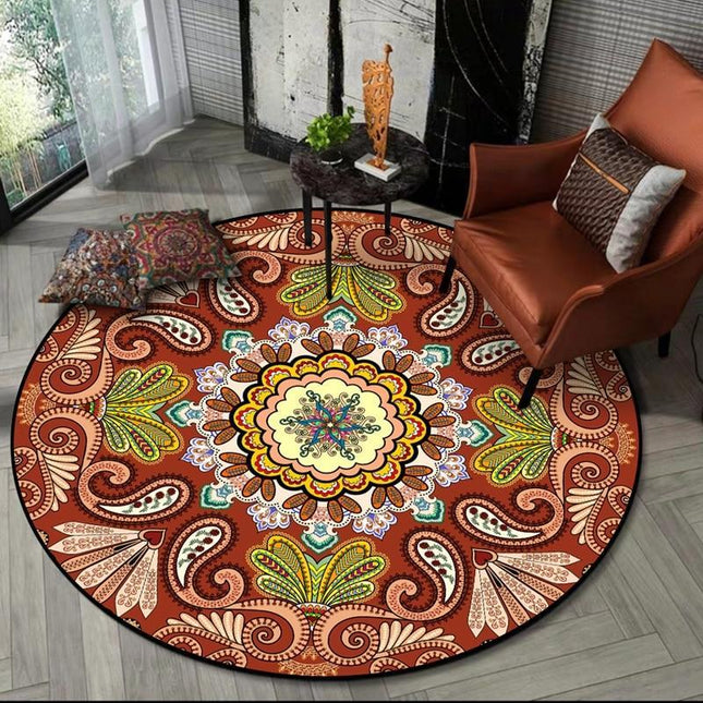Kulatý designový koberec s ornamenty