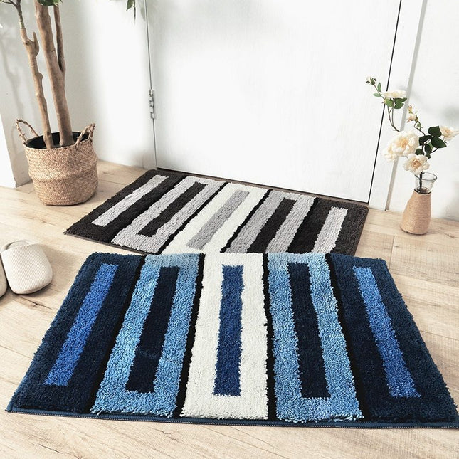 Modro-bílá koupelnová předložka s pruhy