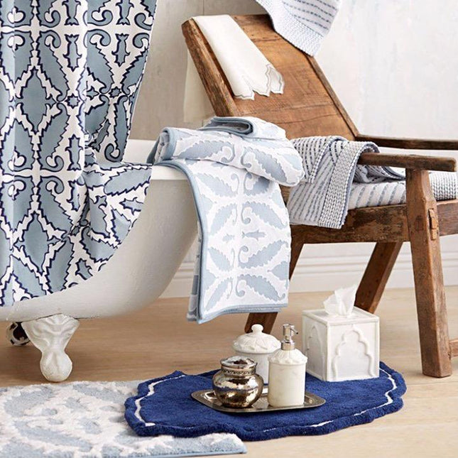 Originální modrá koupelnová předložka vzorovaná