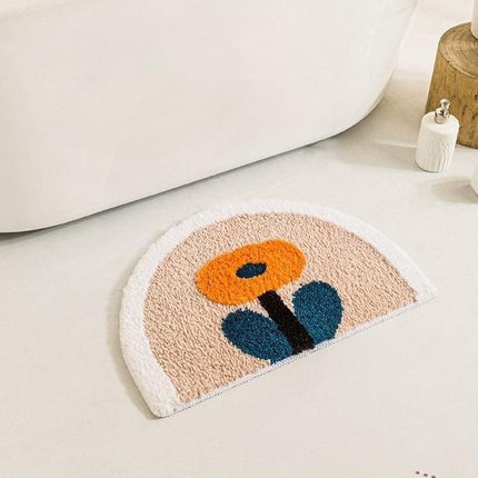 Oranžová předložka s květinou půlkulatá