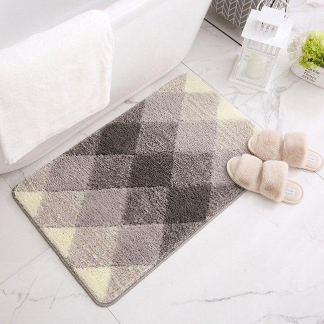 Šedostříbrná kostkovaná koupelnová předložka