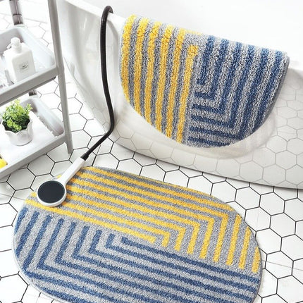Modro-žlutá koupelnová předložka s pruhy