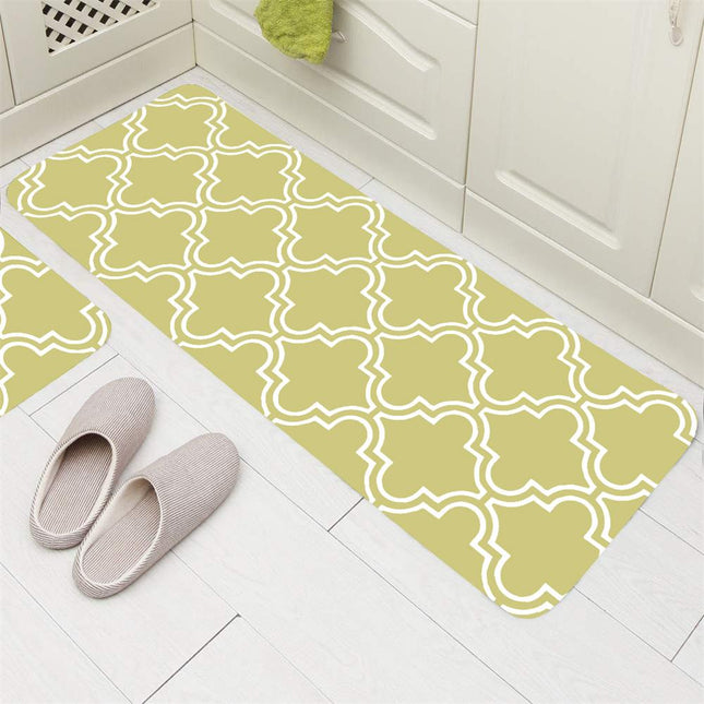 Anýzově zelený kuchyňský koberec se vzorem