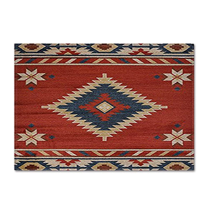 Červeno-béžový etno koberec do obýváku