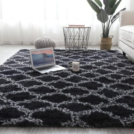 Černý marocký koberec s vysokým vlasem