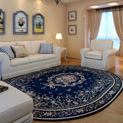 Oválný koberec s květinovým vzorem