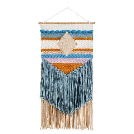 Tkaný gobelín s geometrickými vzory