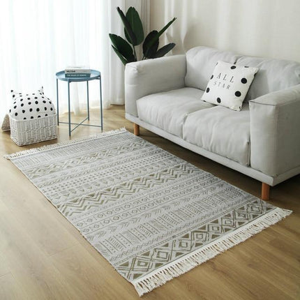 Obdélníkový bavlněný koberec s geometrickým vzorem