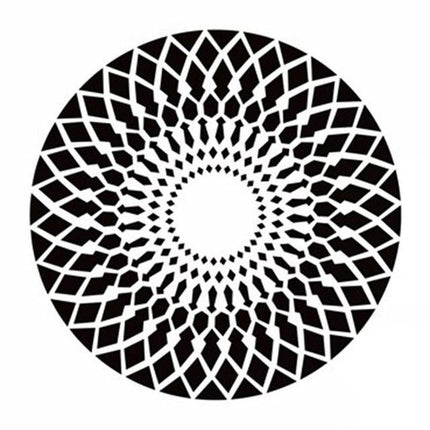 Kulatý černobílý koberec s geometrickým vzorem