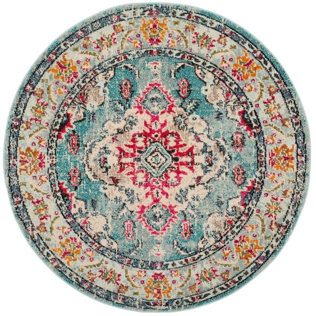 Barevný kulatý koberec v boho stylu