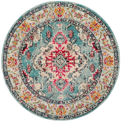 Barevný kulatý koberec v boho stylu