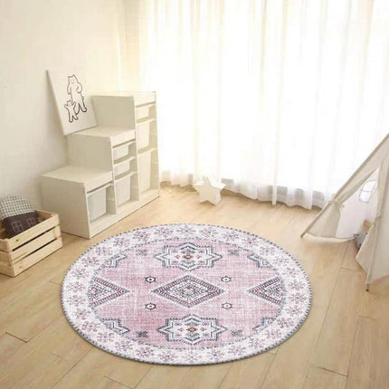 Kulatý koberec pudrově růžový