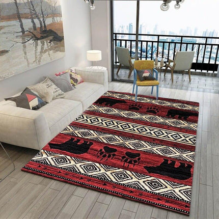 Červený vintage koberec s etnickými vzory