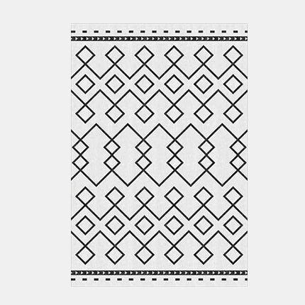 Černobílý skandinávský koberec geometrický vzor