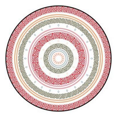 Kulatý koberec červený, žlutý, zelený