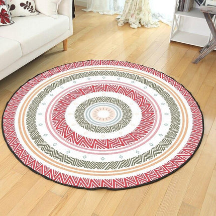 Kulatý koberec červený, žlutý, zelený